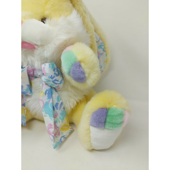Hoppy Hopster Bunny Rabbit Plush‎ Easter Pastel Caltoy Bow Colorful Yellow VTG - Picture 2 of 11